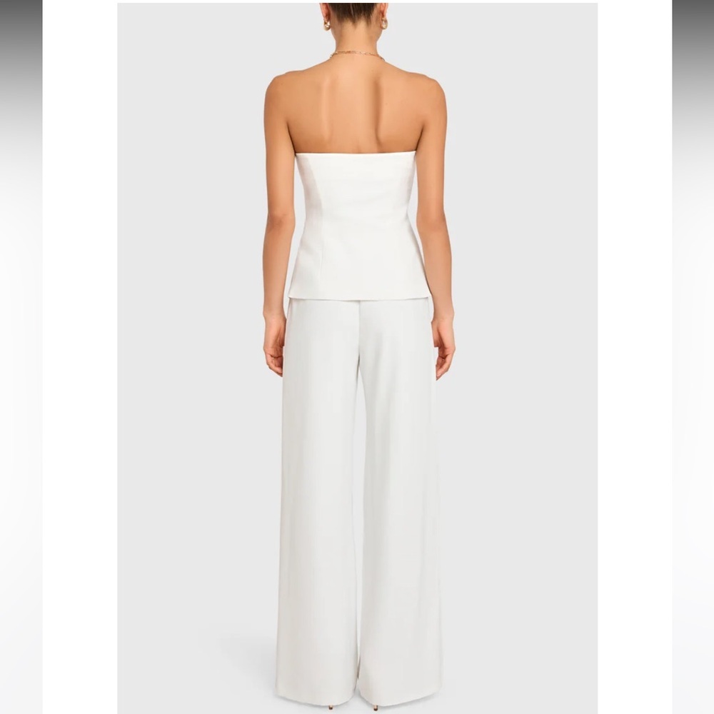 new Amanda Uprichard Yadira twofer layered button down jumpsuit in ivory - Picture 3 of 9